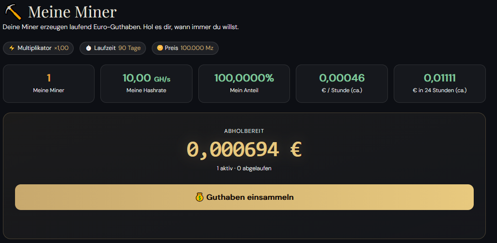 Der Miezopolis Euro-Miner: So verwandelst du Aktivität in echtes Guthaben!